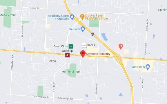 Map showing the location of Keystone Dentistry