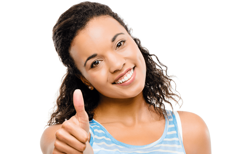 Smiling patient after TMJ treatment